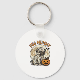 Mops-Mumien-Halloween-Vintage-Hunde-Shirt-Design_1 Schlüsselanhänger