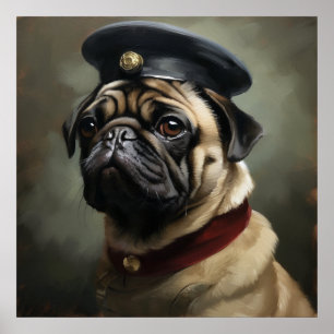 Mops Napoleon-Stil Poster