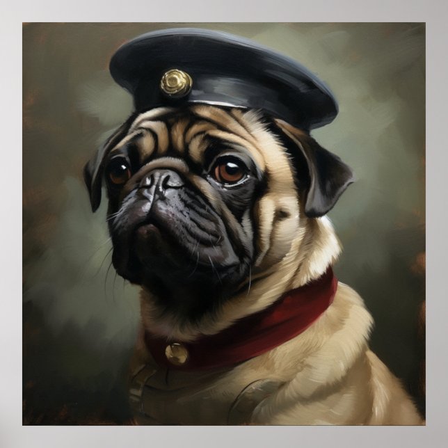 Mops Napoleon-Stil Poster (Vorne)
