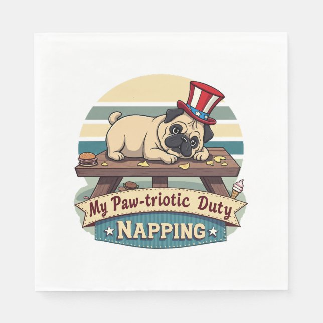 Mops Napping Serviette (Vorderseite)