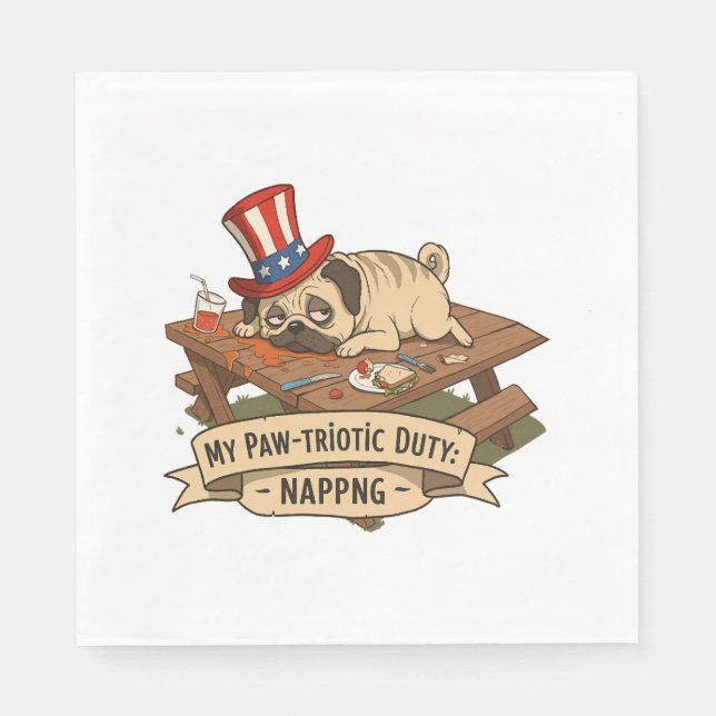 Mops Napping Serviette (Vorderseite)