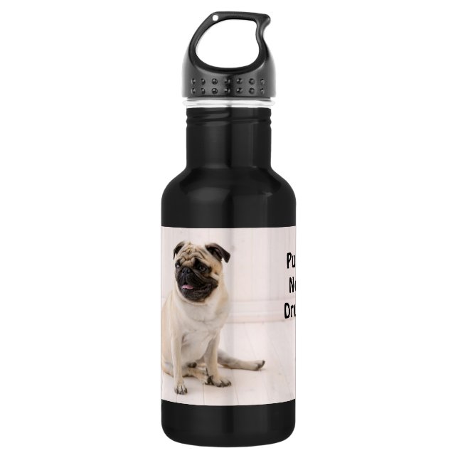 Mops-nicht Drogen Edelstahlflasche (Vorderseite)