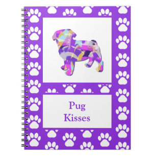 Mops Niedlich Hunde Silhouette Paw Lila PY&B Notizblock