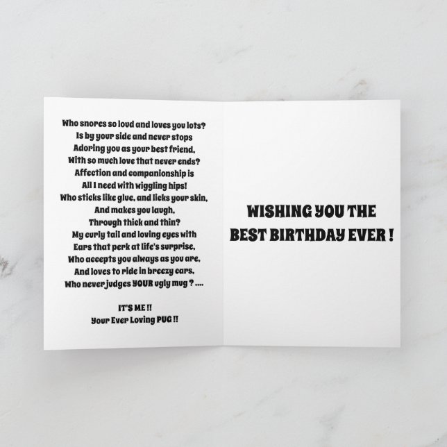 MOPS niedlich vom Hund lustig Karte (Innenseite)