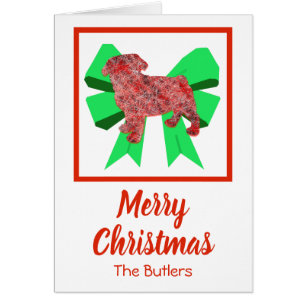 Mops Niedlicher Weihnachtshund & Grüne Bow Card