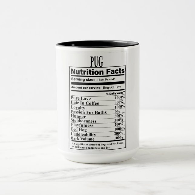 Mops Nutrition Fakten Tasse (Zentrum)