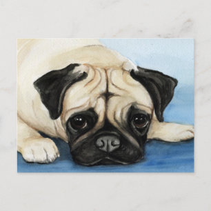 Mops Original Hunde Kunst Postkarte