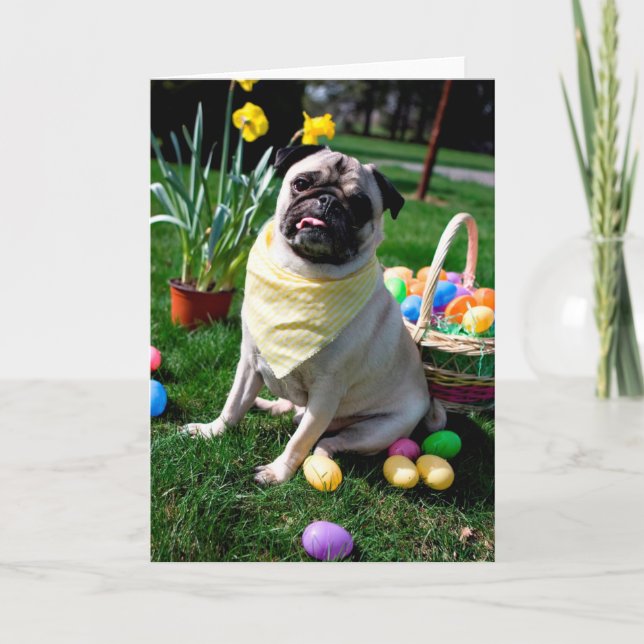 Mops Ostern Feiertagskarte (Vorderseite)