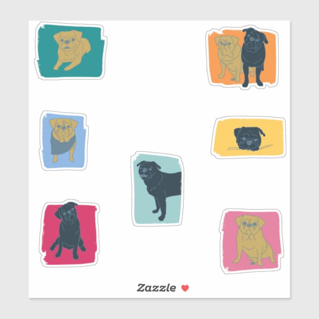 Mops Paradise Pack Aufkleber (Blatt)