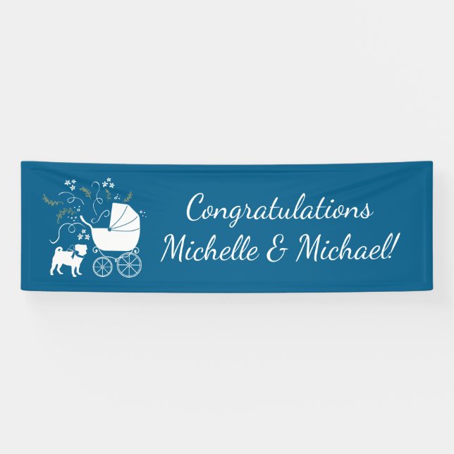 Mops Party Blue Theme Celebration Banner (Horizontal)