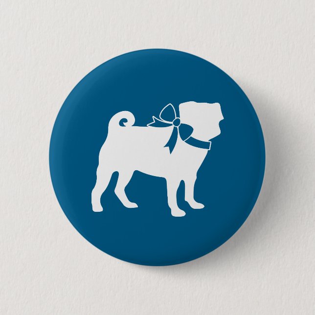 Mops Party Blue Theme Celebration Button (Vorderseite)