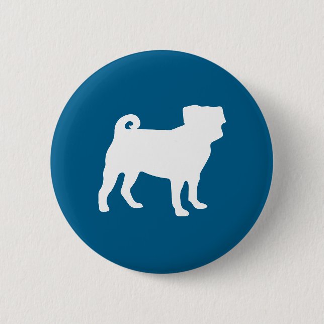 Mops Party Blue Theme Celebration Button (Vorderseite)