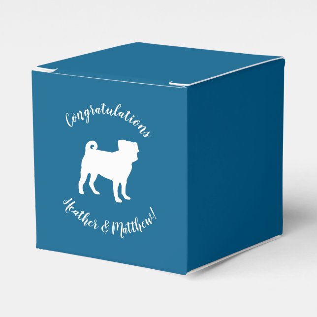 Mops Party Blue Theme Celebration Geschenkschachtel (Vorderseite)