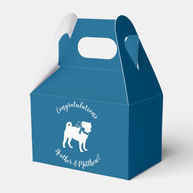 Mops Party Blue Theme Celebration Geschenkschachtel (Vorderseite)