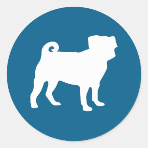 Mops Party Blue Theme Celebration Runder Aufkleber