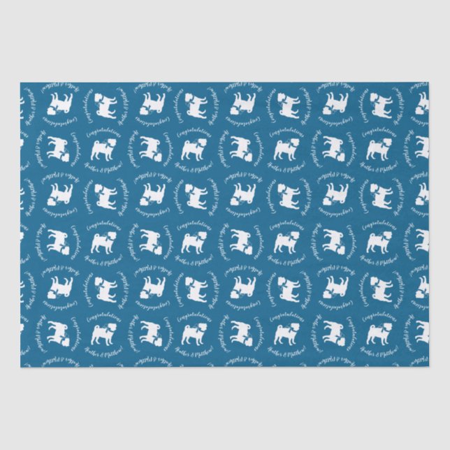 Mops Party Blue Theme Celebration Seidenpapier (Vorderseite)