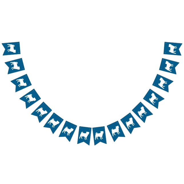 Mops Party Blue Theme Celebration Wimpelkette (Alle)