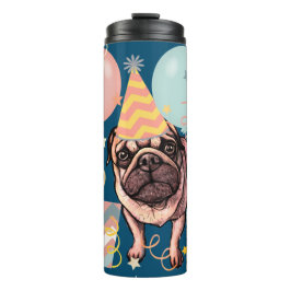 Mops Party Celebration Balloons Dog Foto Confetti Thermosbecher