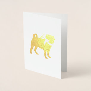 Mops Party Thema - Gold Folienkarte