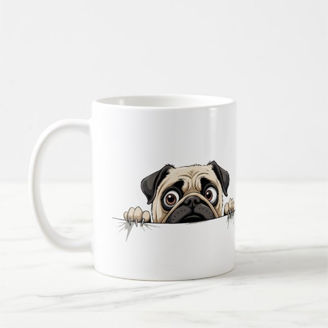 Mops Peking Niedlich Adorable Funny Animal Cartoon Kaffeetasse (Links)