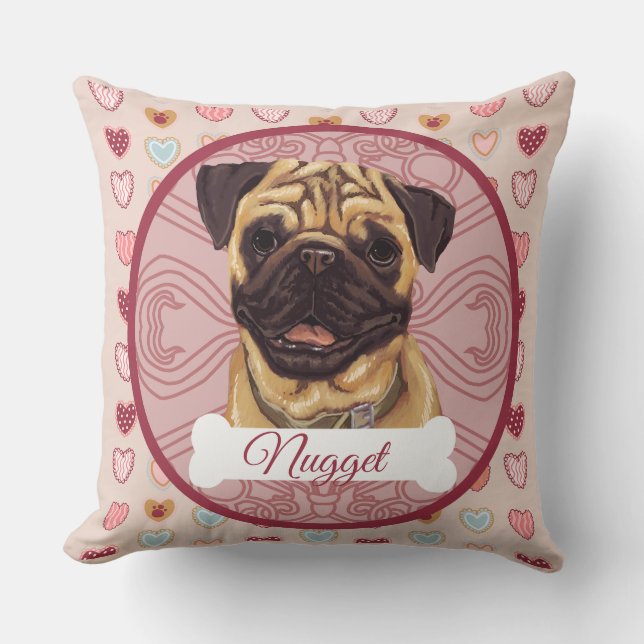Mops personalisiertes Valentinskissen Kissen (Vorderseite)