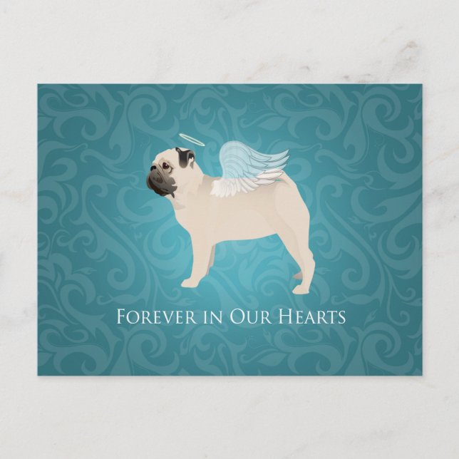 Mops Pet Memorial - Mops Angel Postkarte (Vorderseite)