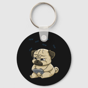 Mops Pew Gamepad Niedlich Hob Schlüsselanhänger