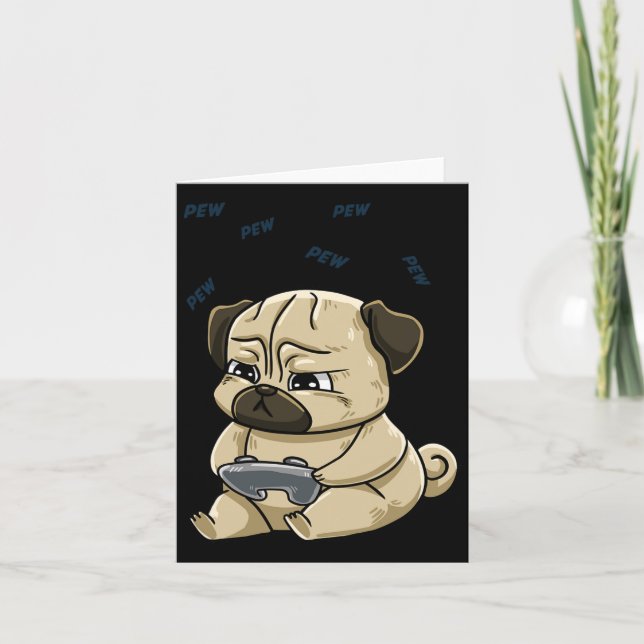 Mops Pew Gamepad Süßer Hob  Karte (Vorderseite)