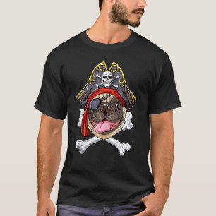 Mops Pirat Hund Halloween Jolly Roger Hund  1 T-Shirt