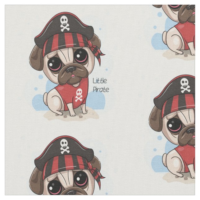 Mops Pirate Fabric Stoff (Nahaufnahme)