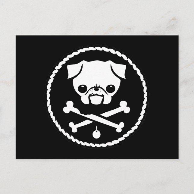 Mops Pirate Postkarte (Vorderseite)