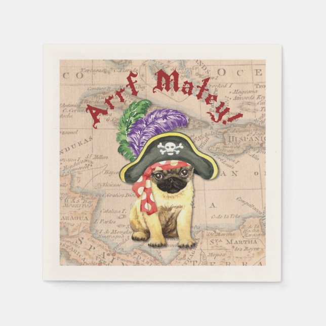 Mops Pirate Serviette (Vorderseite)