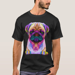 Mops Pop Art Colorful Portrait Carlino für Hunde L T-Shirt