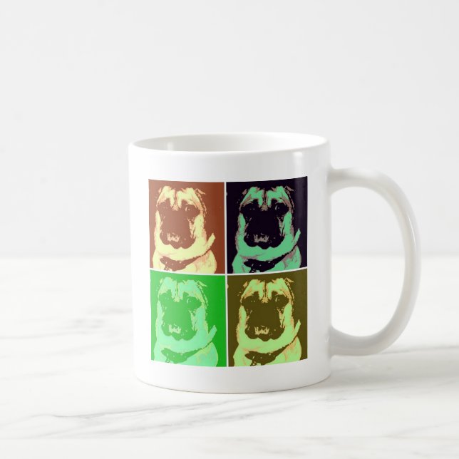Mops Pop Art Kaffeetasse (Rechts)