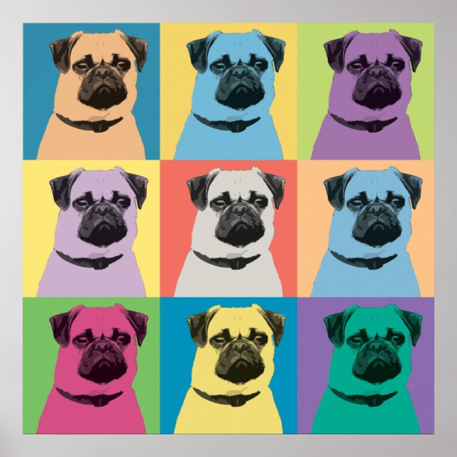 Mops Pop-Art-Poster Poster (Vorne)