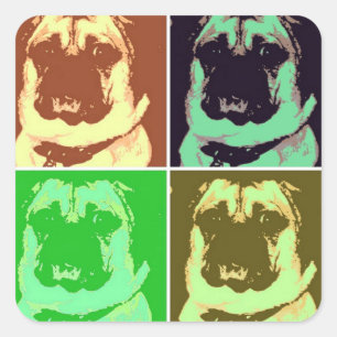 Mops Pop Art Quadratischer Aufkleber