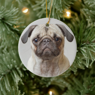 Mops Portrait Keramik Ornament