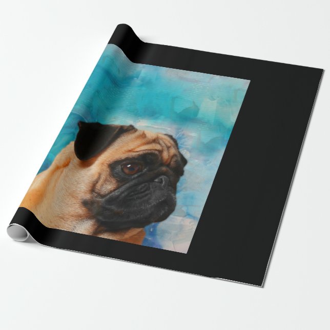 Mops Portrait Niedlicher Mops Mops Lover Geschenkpapier (Ungerollt)