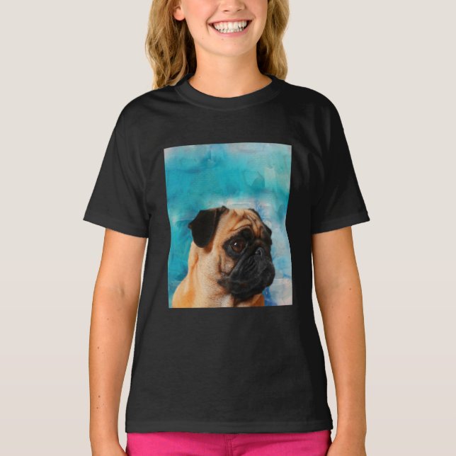 Mops Portrait Niedlicher Mops Mops Lover T-Shirt (Vorderseite)