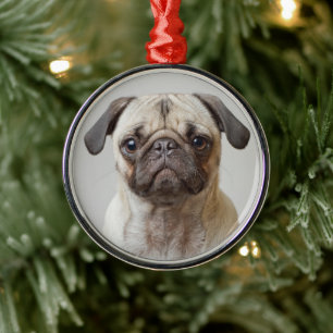 Mops Portrait Ornament Aus Metall