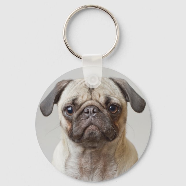 Mops Portrait Schlüsselanhänger (Vorderseite)