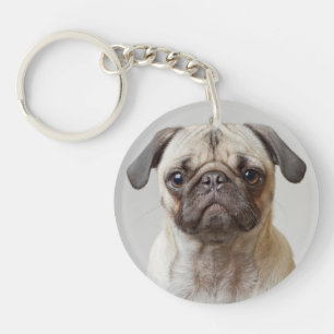 Mops-Portrait Schlüsselanhänger