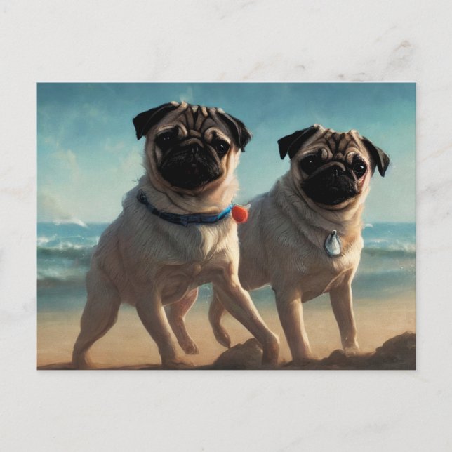 Mops Postkarte (Vorderseite)