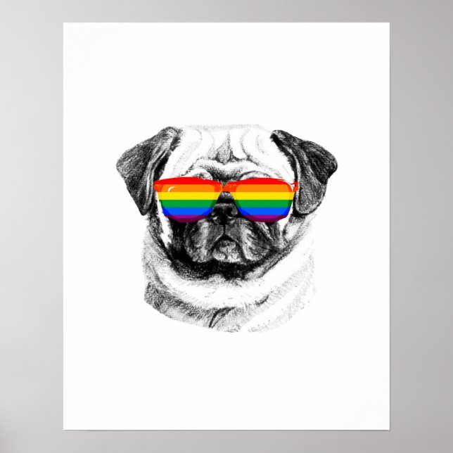 Mops Pride Sonnenbrille Poster (Vorne)