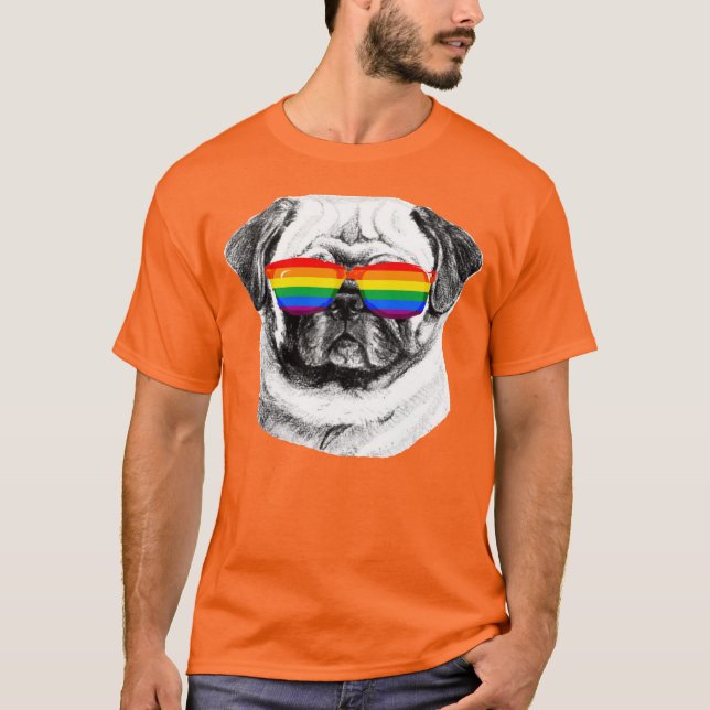Mops Pride Sonnenbrille T-Shirt (Vorderseite)