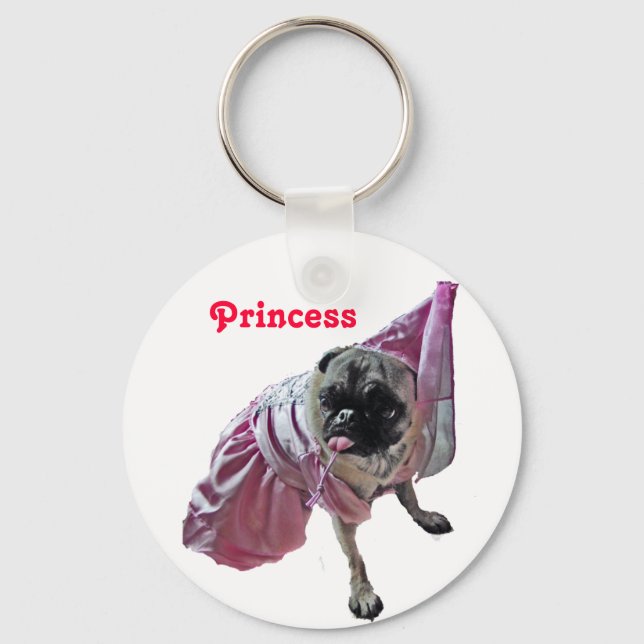 Mops Princess Schlüsselanhänger (Vorderseite)