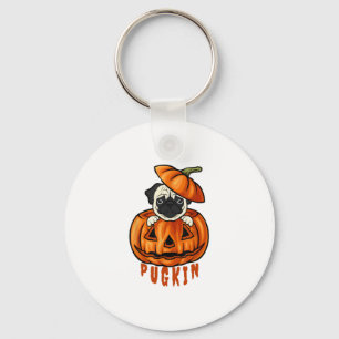 Mops-Pumpkin-Halloween-Mops-Kü rbis-Kostüm für Mop Schlüsselanhänger