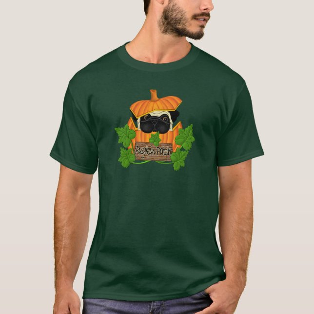 Mops Pumpkin Patch T-Shirt (Vorderseite)