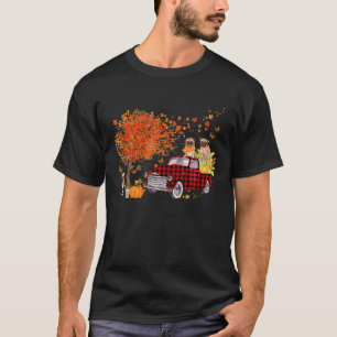 Mops Pumpkin Truck Fall Leaf Erntedank Halloween T-Shirt