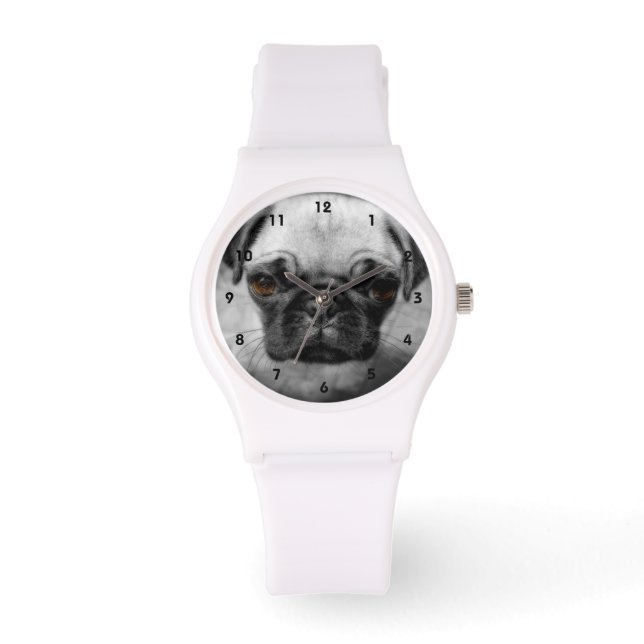 Mops Pup Armbanduhr (Vorderseite)